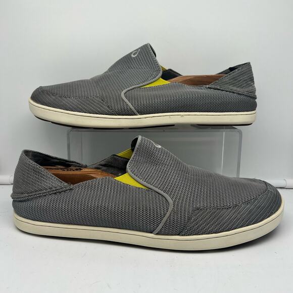 Olukai Shoes Mens 13 Nohea Mesh Gray Slip On Casual Boat Loafer Sneakers - Picture 1 of 8